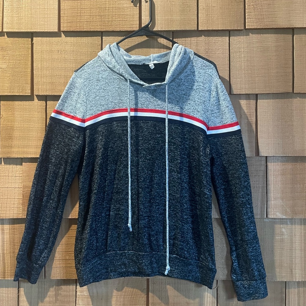 Purple Snow Gray and Black Hoodie with Red Accent
